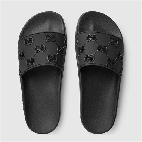 black gucci slides on feet|affordable gucci slides.